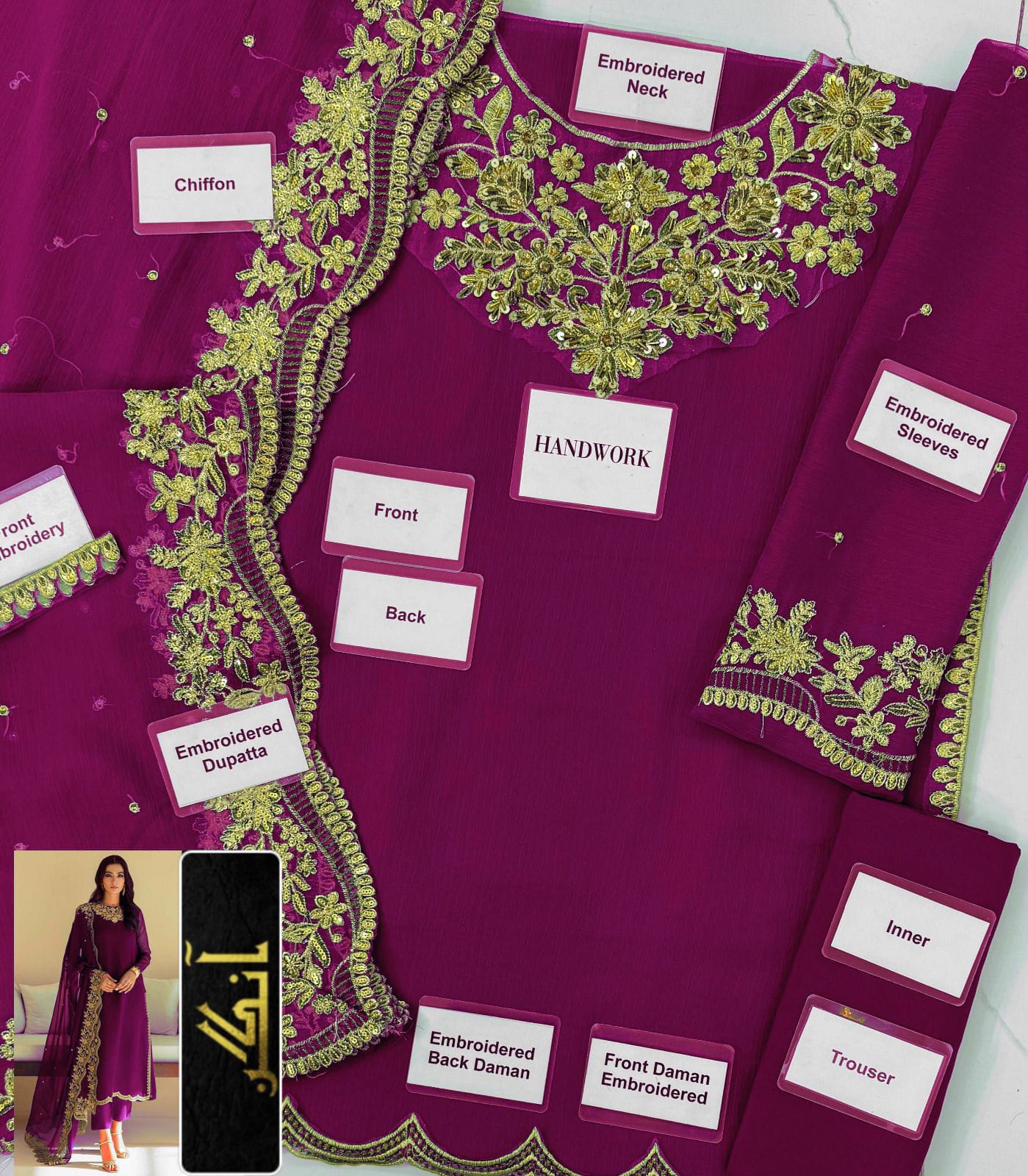 BAROQUE Chiffon Dress Embroidered - Image 2