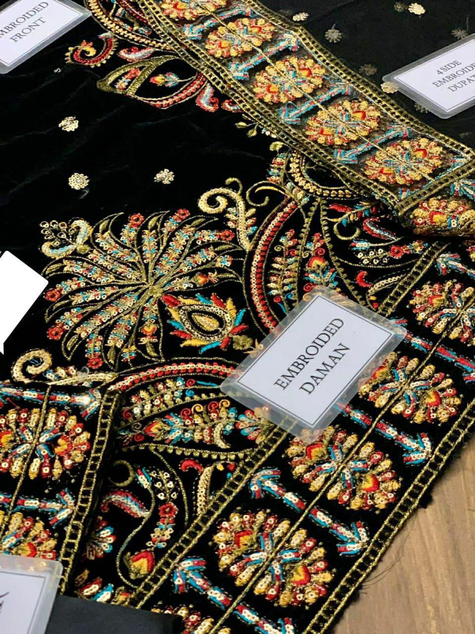 Brand :JAZMIN Velvet fully heavy alternet embroidered spengle work - Image 6