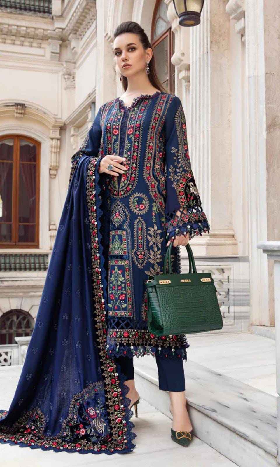 Dhanak Multi-Thread Embroidered Dhanak Shawl Luxury Unstitched 3-Piece ✓