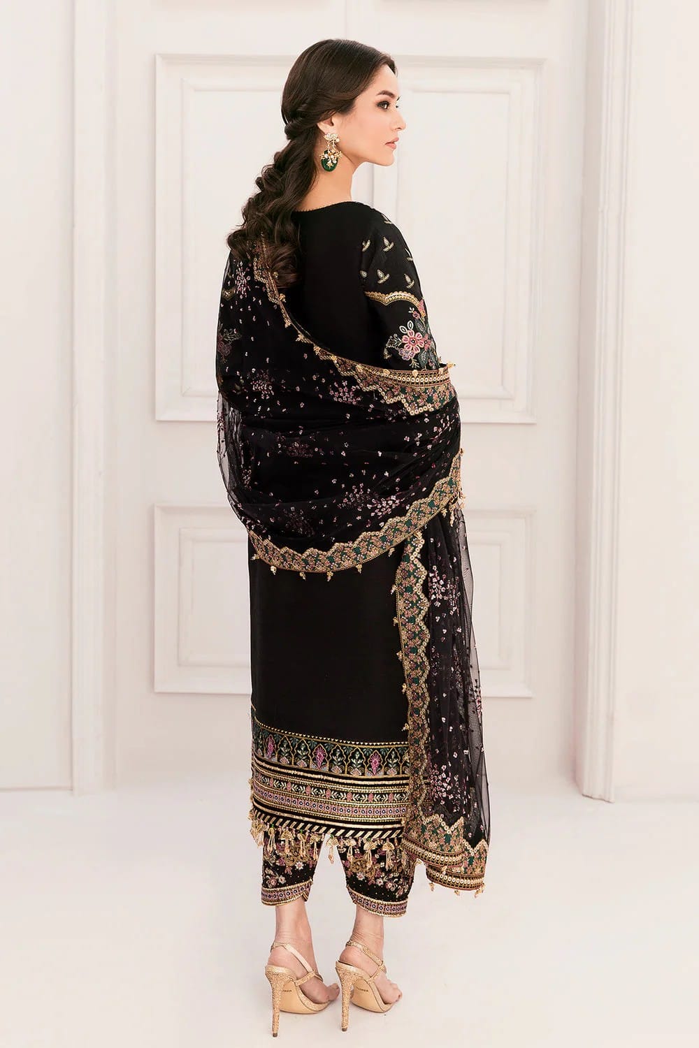 BAROQUE Heavy Embroidered Adda Work Formal Bridal Collection – Black - Image 2