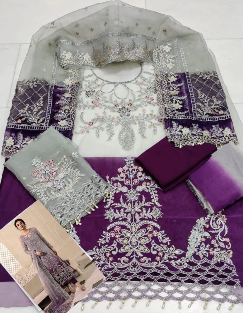 MARIA.B Organza Suit With Malai Crap Trouser - Image 4