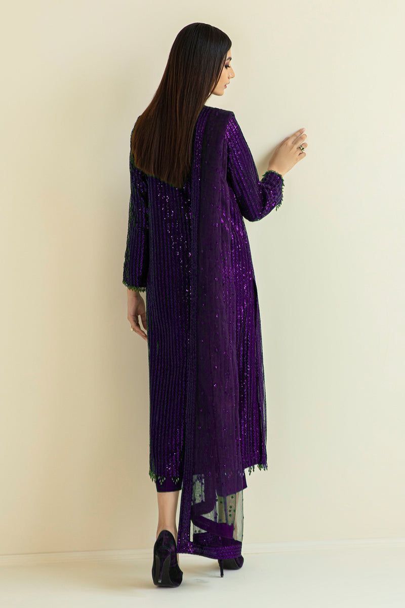 BIG SALE OFFER ✓ BAROQUE Chiffon Saree with Embroidered & Sequins - Image 7