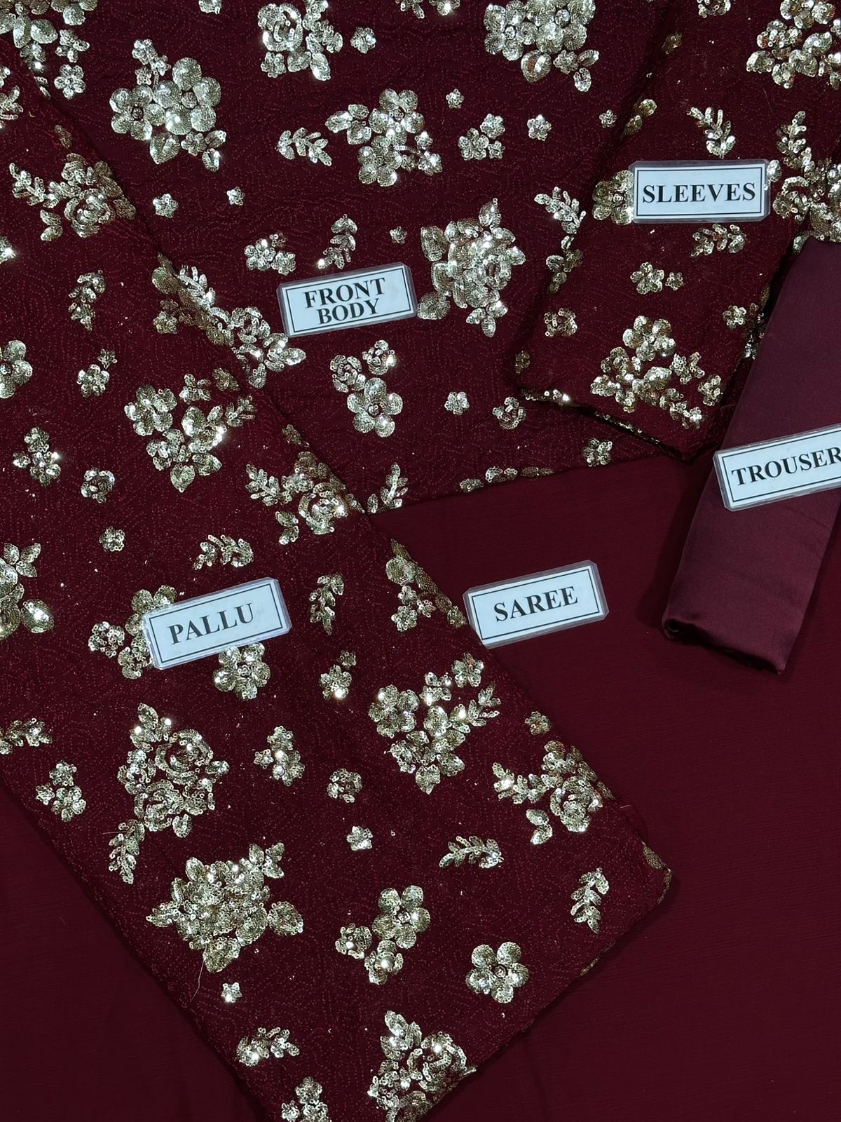 JAZMIN Chiffon Saree with Embroidered Sequins - Image 5