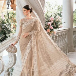 MARIA.B Net Saree with Embroidered Sequins Hand-Embellished Luxury