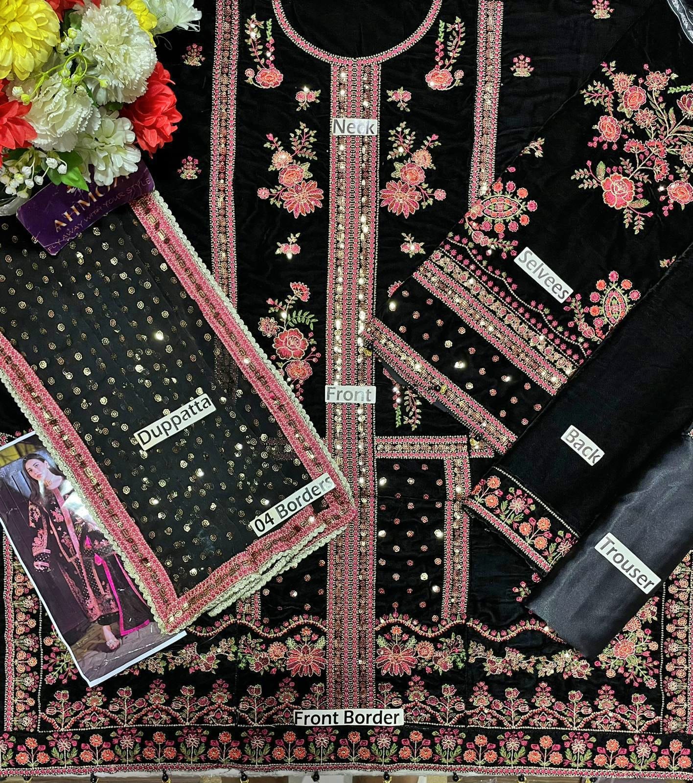 BRAND:ANEELAS velvet zari embroidered sequence luxury - Image 2